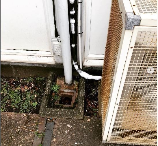 Frosted pipework and outdoor cooling equipment