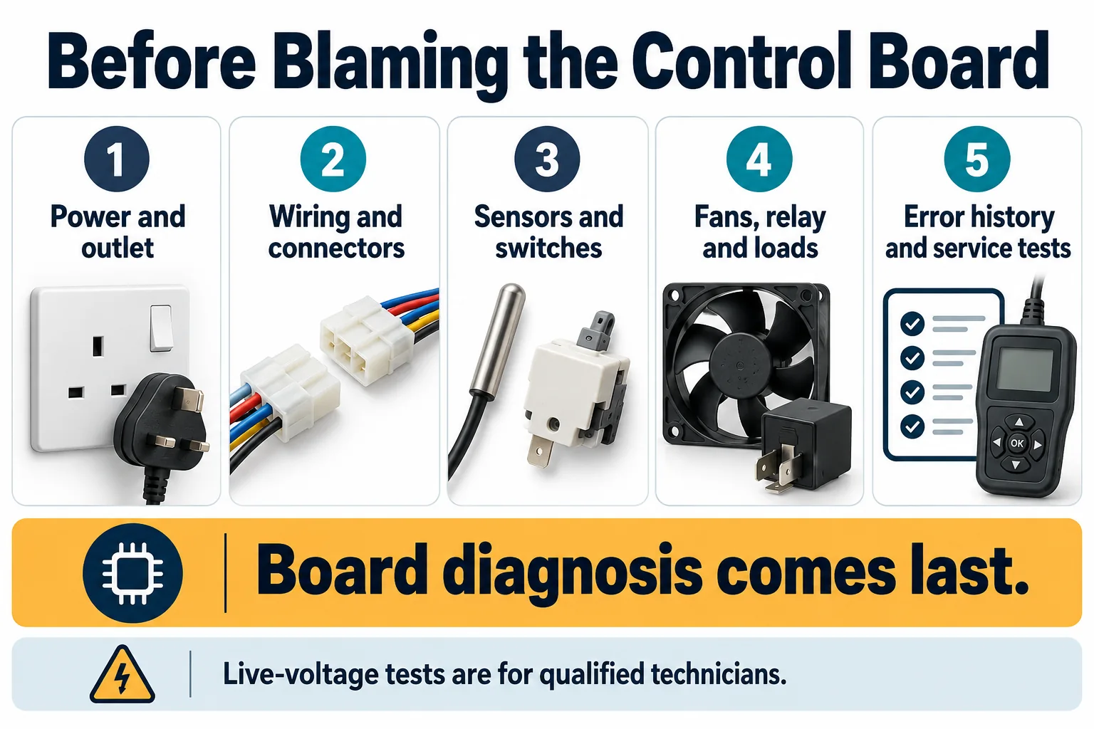 Five checks to complete before diagnosing a refrigerator control board