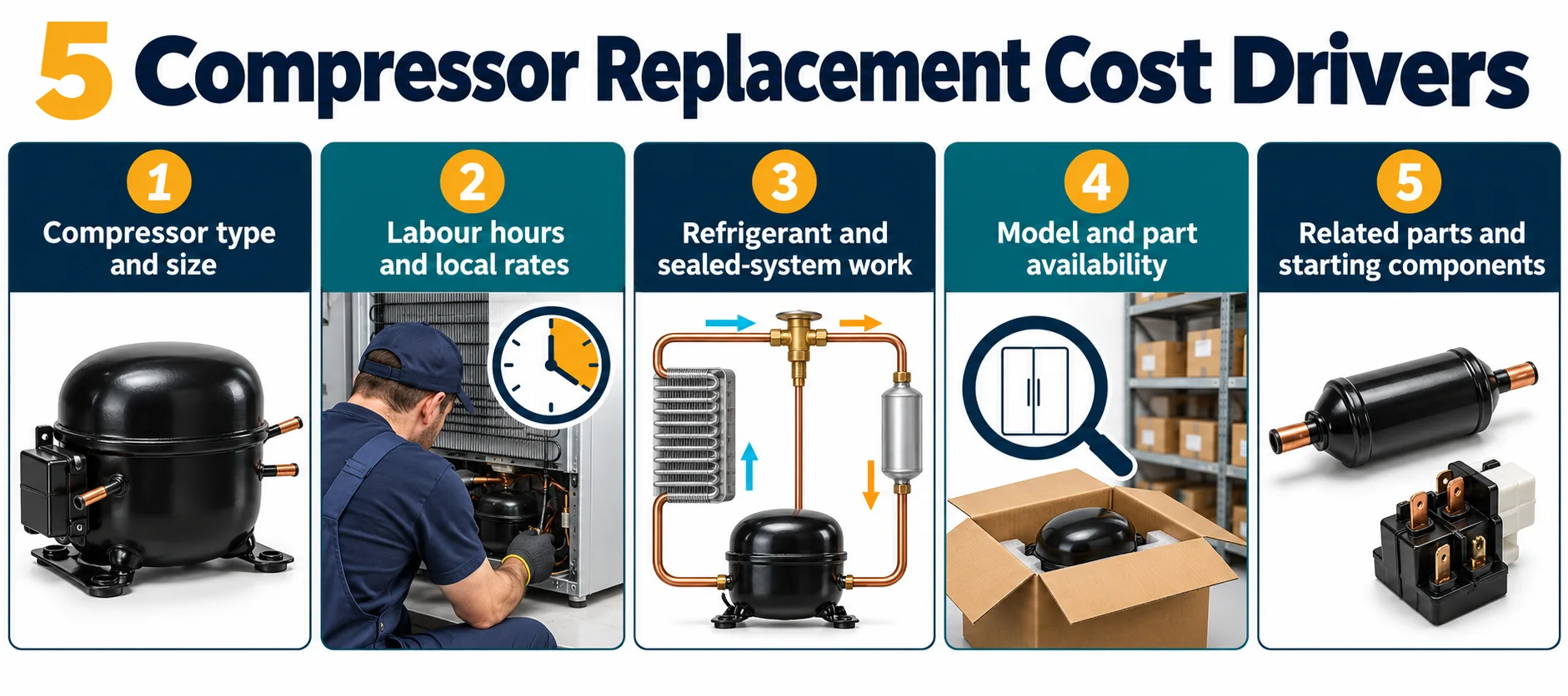 Five factors that drive refrigerator compressor replacement cost