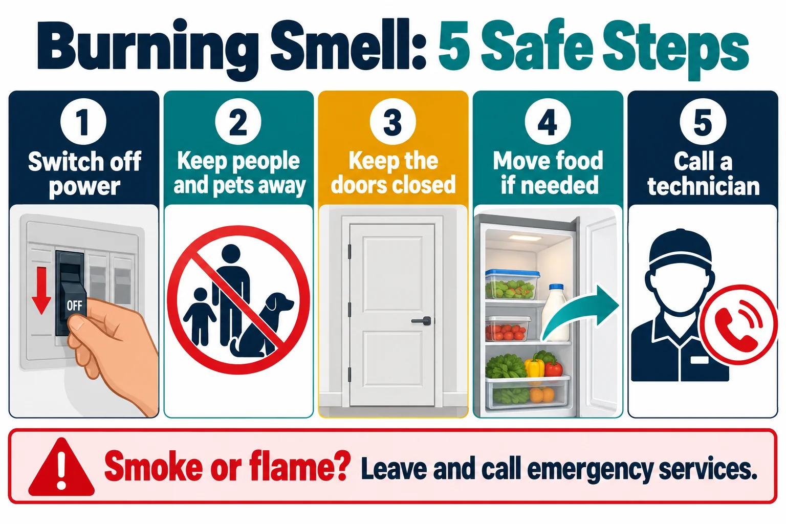 Five safe steps to follow when a refrigerator smells like burning