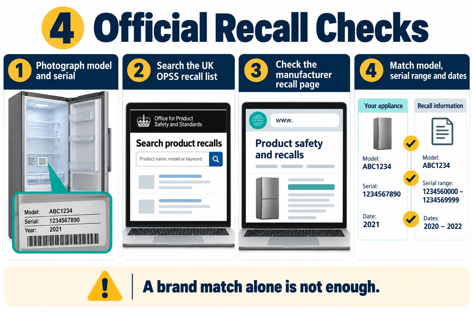 Four official checks for a refrigerator product recall