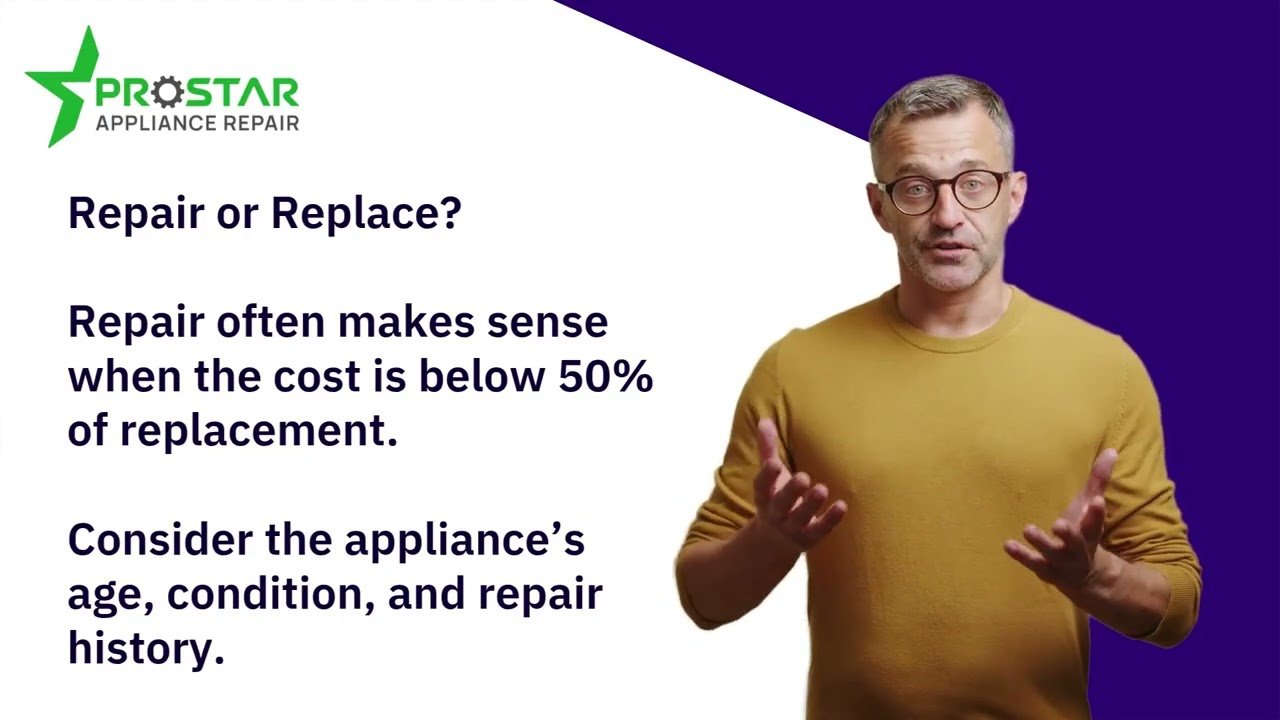 Appliance repair professional discussing whether refrigerator repair cost justifies repair or replacement